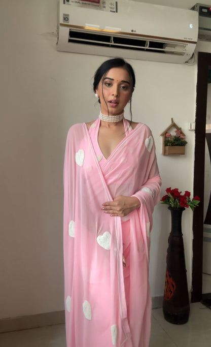 1-Minute Ready To Wear Saree In Tharede Gamthi Work