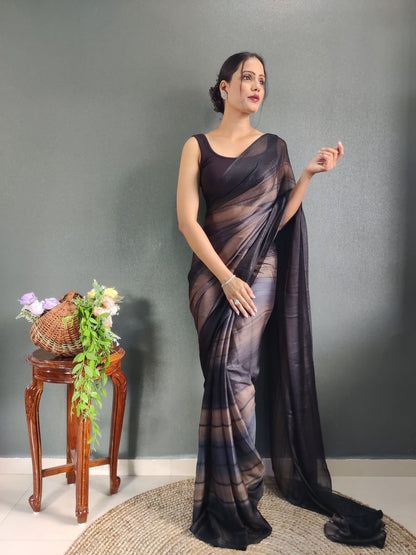 1- Minute Ready To Wear Saree In Georgette Fabric With Important Zari Padding