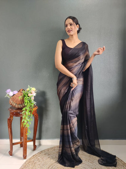 1- Minute Ready To Wear Saree In Georgette Fabric With Important Zari Padding