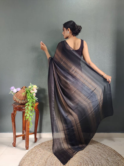 1- Minute Ready To Wear Saree In Georgette Fabric With Important Zari Padding