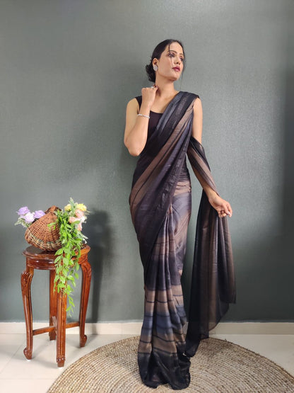 1- Minute Ready To Wear Saree In Georgette Fabric With Important Zari Padding