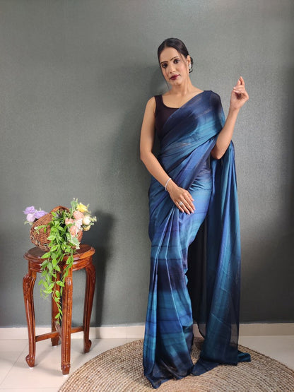 1- Minute Ready To Wear Saree In Georgette Fabric With Important Zari Padding