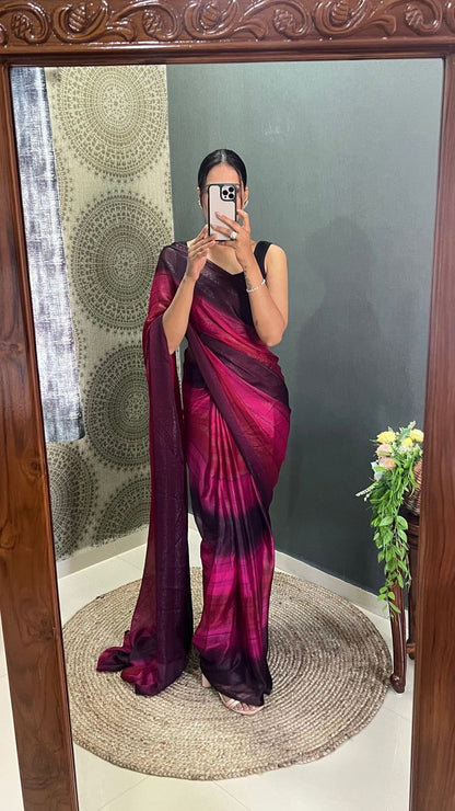 1- Minute Ready To Wear Saree In Georgette Fabric With Important Zari Padding