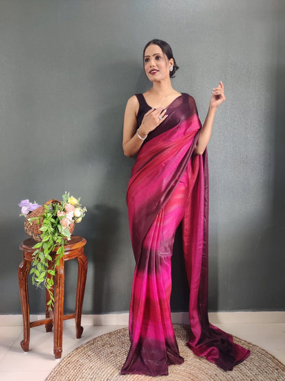 1- Minute Ready To Wear Saree In Georgette Fabric With Important Zari Padding