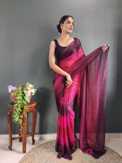 1- Minute Ready To Wear Saree In Georgette Fabric With Important Zari Padding