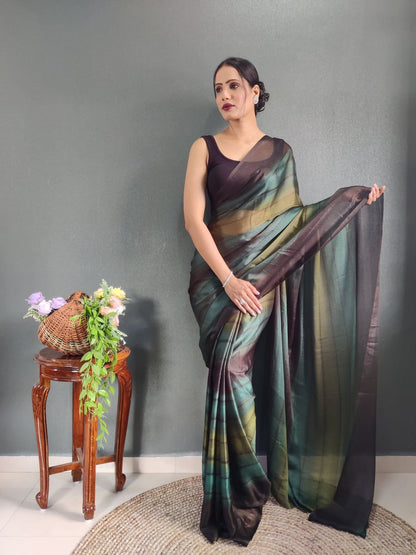 1- Minute Ready To Wear Saree In Georgette Fabric With Important Zari Padding