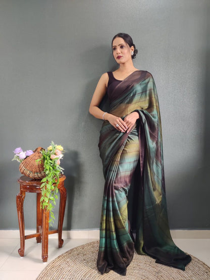 1- Minute Ready To Wear Saree In Georgette Fabric With Important Zari Padding