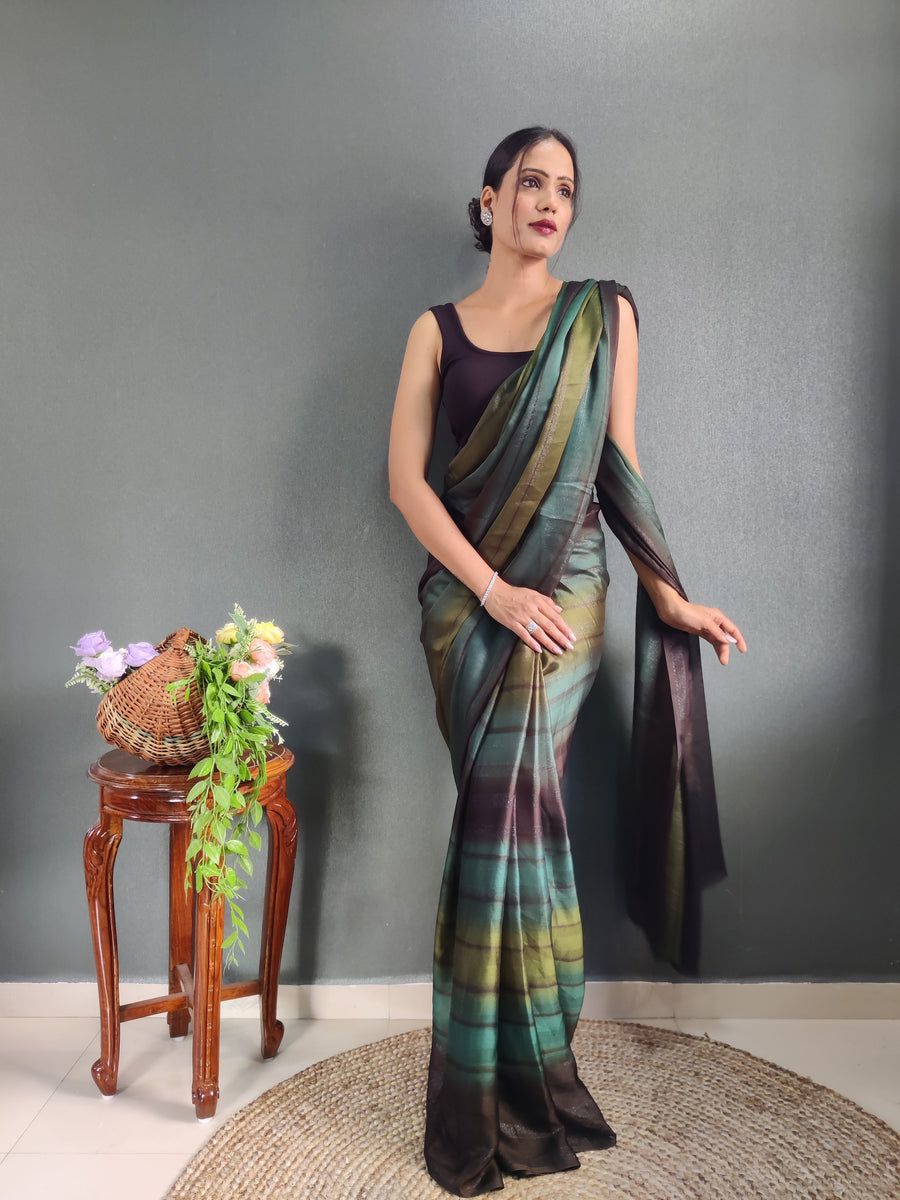 1- Minute Ready To Wear Saree In Georgette Fabric With Important Zari Padding