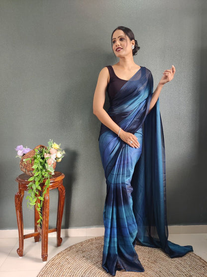 1- Minute Ready To Wear Saree In Georgette Fabric With Important Zari Padding