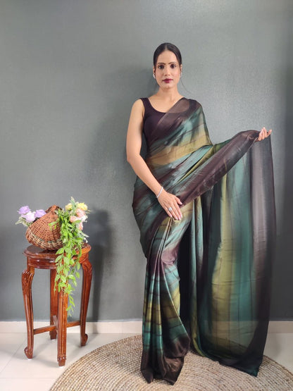 1- Minute Ready To Wear Saree In Georgette Fabric With Important Zari Padding