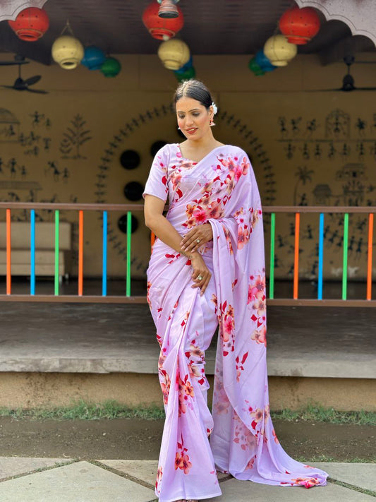 1 Minute Ready To Wear Saree In Premium Chinon Silk