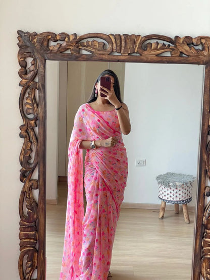 1 Minute Ready To Wear Saree In Imported Georgette With Blouse