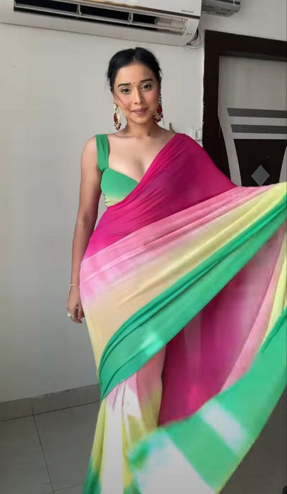 1 Minute Ready To Wear Alia Bhatt Saree In Imported Georgette With Heavy Blouse