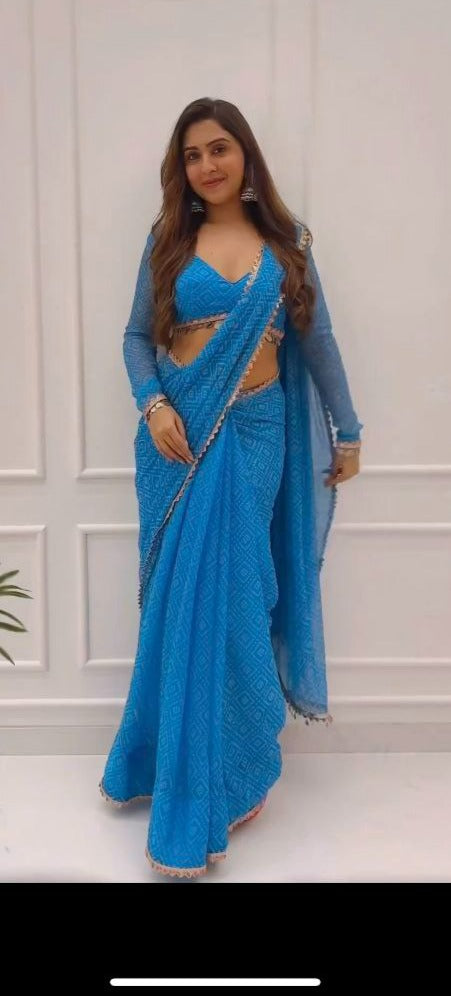 1 Minute Ready To Wear Saree In Imported Georgette With Blouse