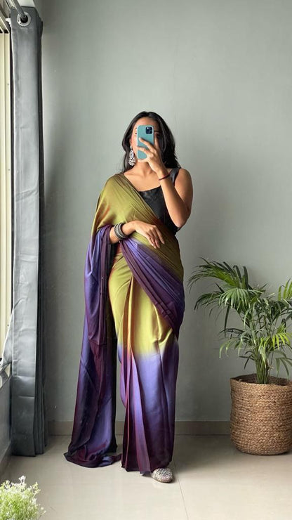 1 Minute Ready To Wear Saree In Soft Nylon Fabric 3D Print With Blouse