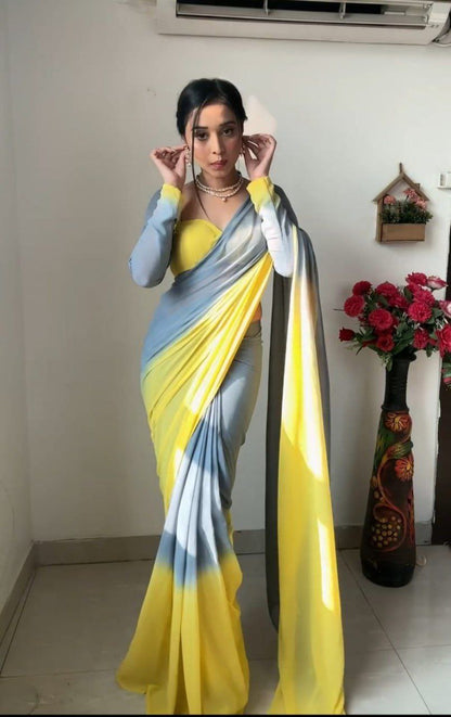 1 Minute Ready To Wear Alia Bhatt Saree In Imported Georgette With Heavy Blouse