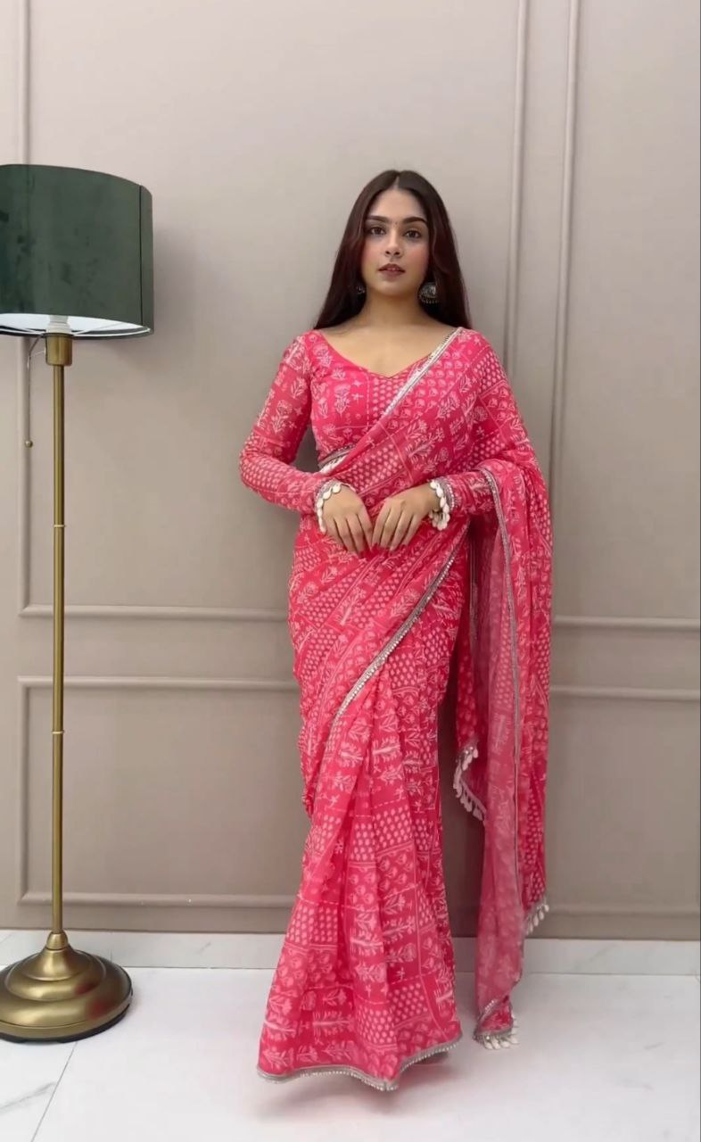 1 Minute Ready To Wear Saree In Imported Georgette With Blouse