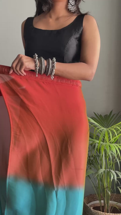 1 Minute Ready To Wear Saree In Soft Nylon Fabric 3D Print With Blouse